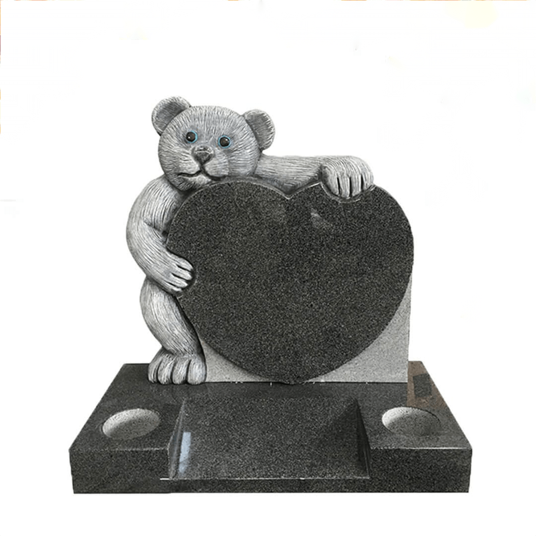 Bear Carved Heart Shape UK Headstone Bear Carved Heart Shape UK Headstone
